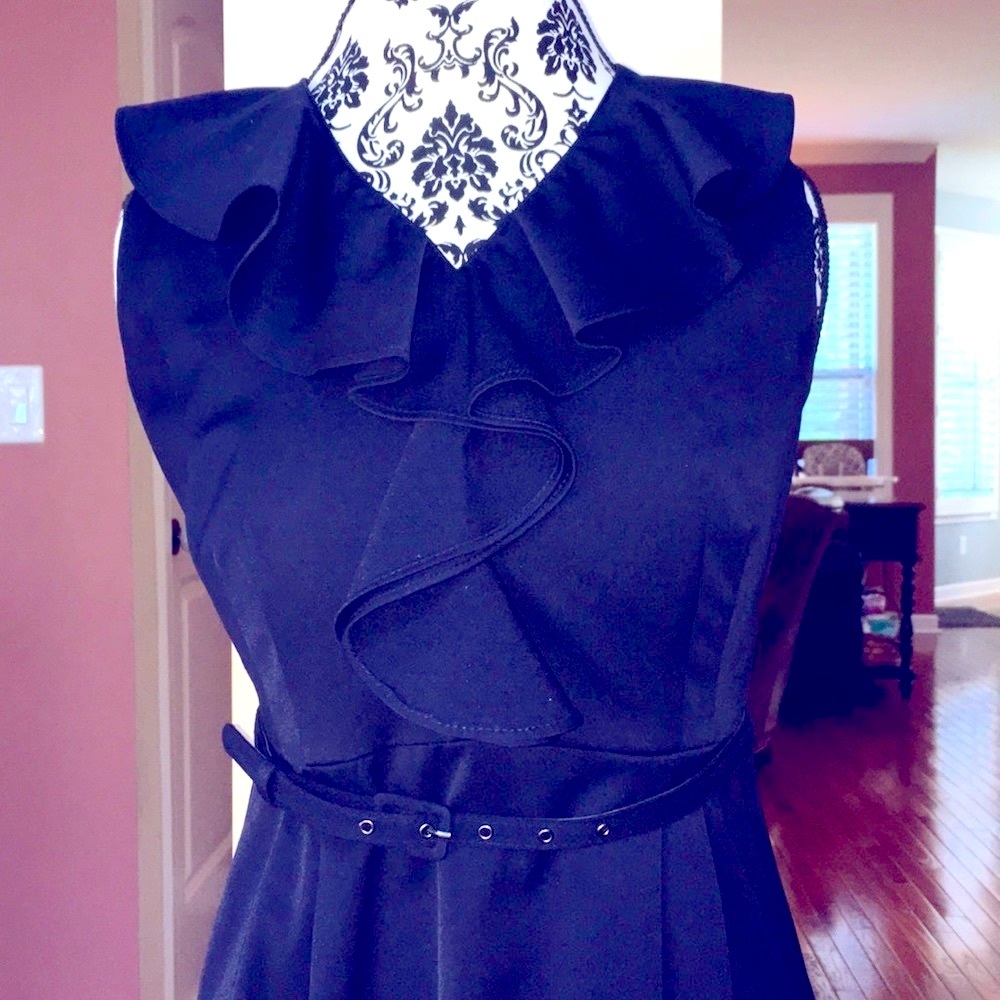 Blue Ruffle Belted Dress - NEW!